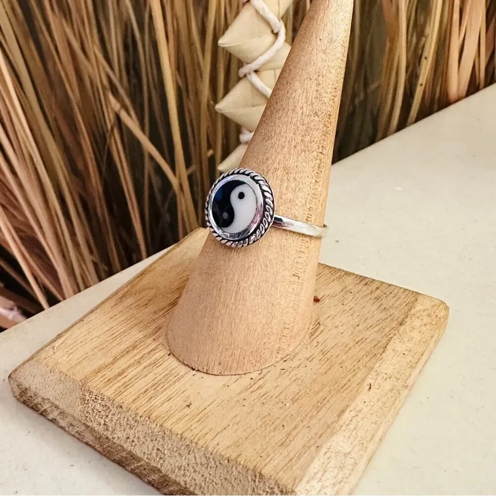 Yin And Yang Sterling Silver Ring, Boho Ring, Yoga Ring